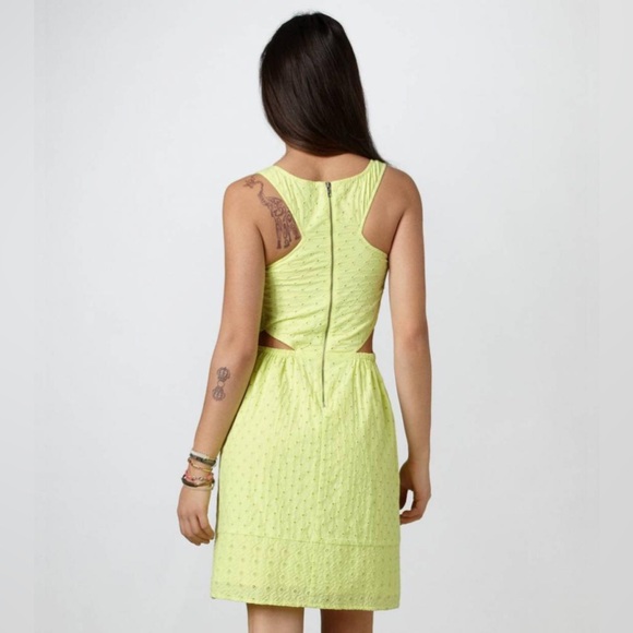 American Eagle Outfitters neon yellow lime green cutout eyelet dress - Picture 2 of 8